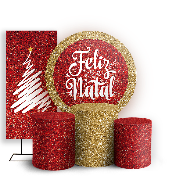 Capas Painel Redondo Trio Cilindro e Faixa Lateral Sublimado - Natal