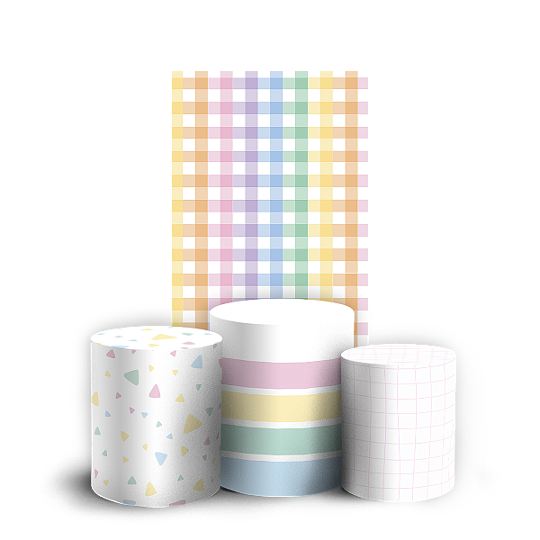 Capas Faixa Lateral e Trio Cilindro Sublimado Vest Facil - Cores Colorido Arco Iris Xadrez
