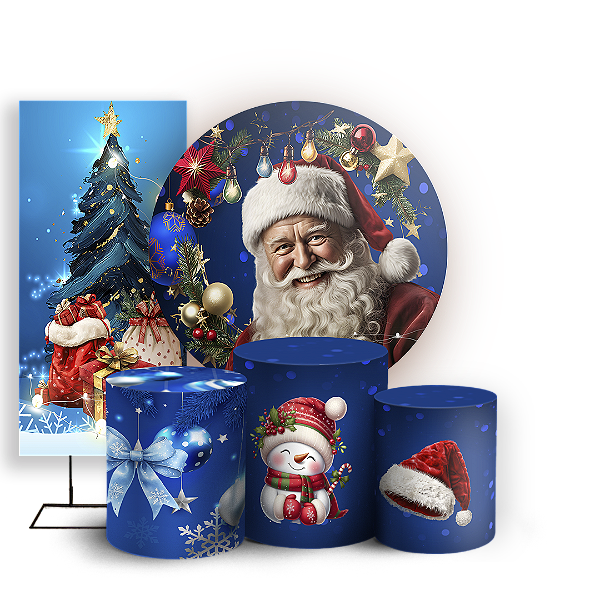 Capas Painel Redondo Trio Cilindro e Faixa Lateral Sublimado - Natal