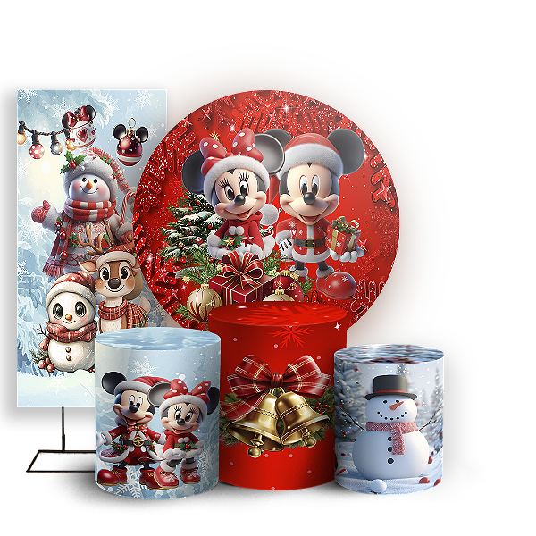 Capas Painel Redondo Trio Cilindro e Faixa Lateral Sublimado - Natal