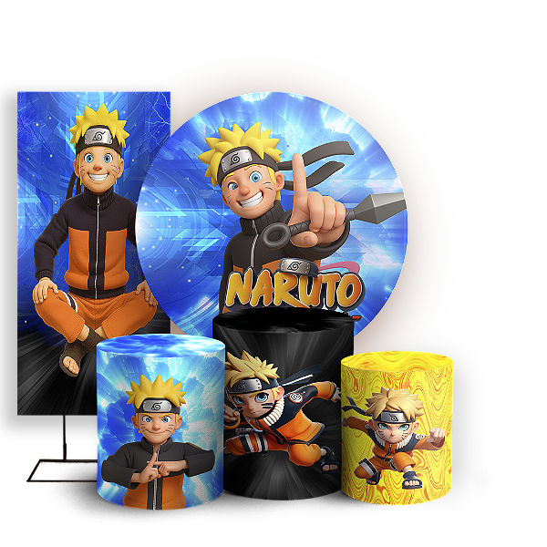 Capas Painel Redondo Trio Cilindro e Faixa Lateral Sublimado - Naruto
