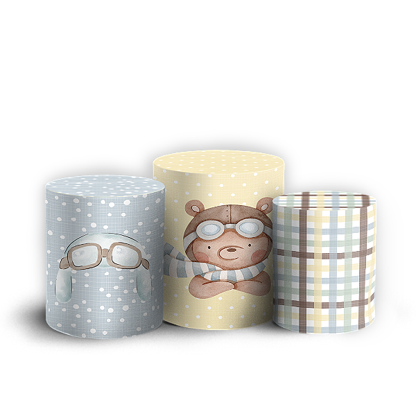 Capas Trio Cilindro Sublimado Vest Facil - Ursinho