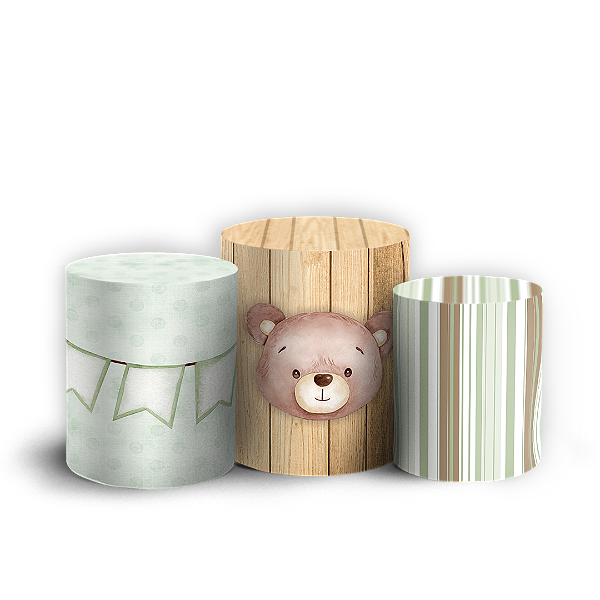 Capas Trio Cilindro Sublimado Vest Facil - Ursinho
