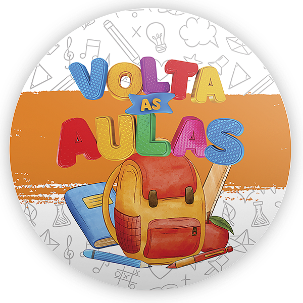 Painel Redondo Sublimado 3D - Volta as Aulas