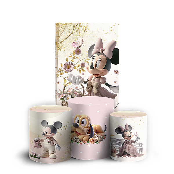 Capas Faixa Lateral e Trio Cilindro Sublimado Vest Facil - Minnie