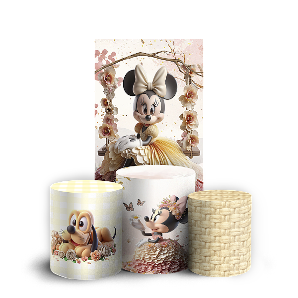 Capas Faixa Lateral e Trio Cilindro Sublimado Vest Facil - Minnie