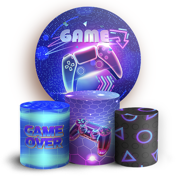 Capas Painel Redondo e Trio Cilindro Sublimado - Video Games