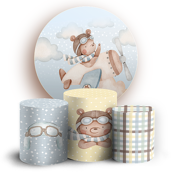 Capas Painel Redondo e Trio Cilindro Sublimado - Ursinho