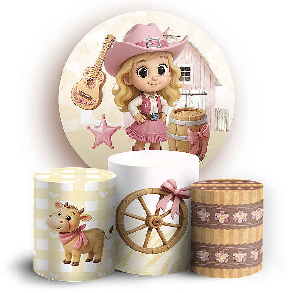 KIT Redondo e Trio Sublimado 3D - Fazendinha