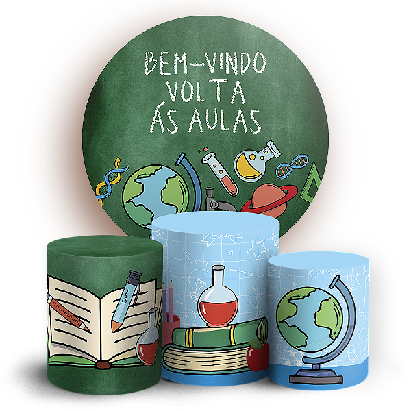 KIT Redondo e Trio Sublimado 3D - Volta as Aulas