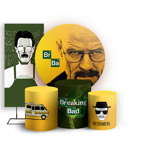 Capas Painel Redondo Trio Cilindro e Faixa Lateral Sublimado - Breaking Bad