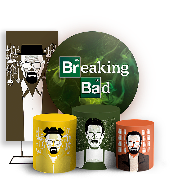 Capas Painel Redondo Trio Cilindro e Faixa Lateral Sublimado - Breaking Bad