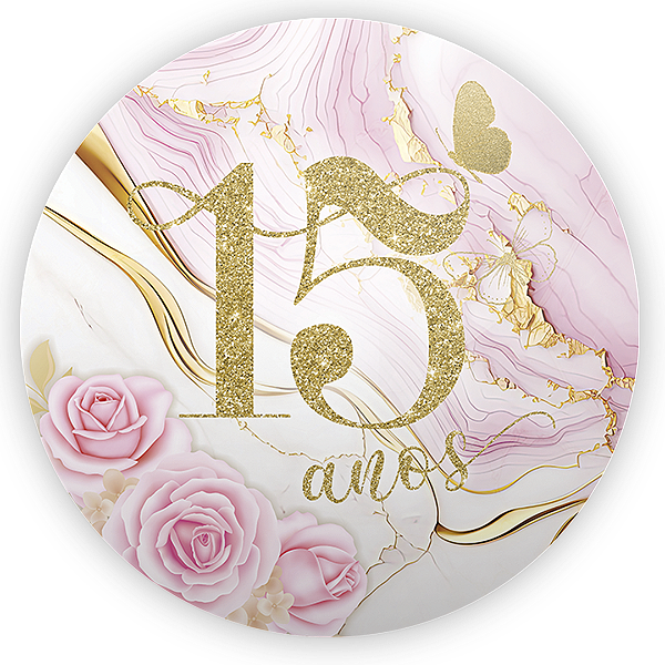 Capa Painel Redondo Sublimado - 15 Anos