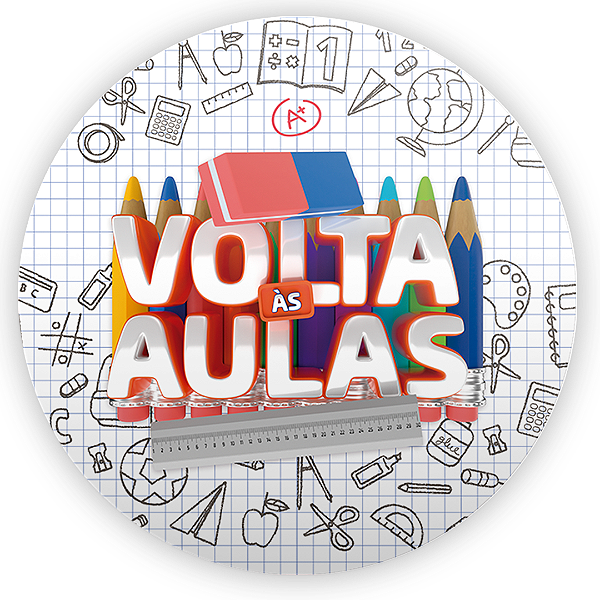 Capa Painel Redondo Sublimado - Volta as Aulas