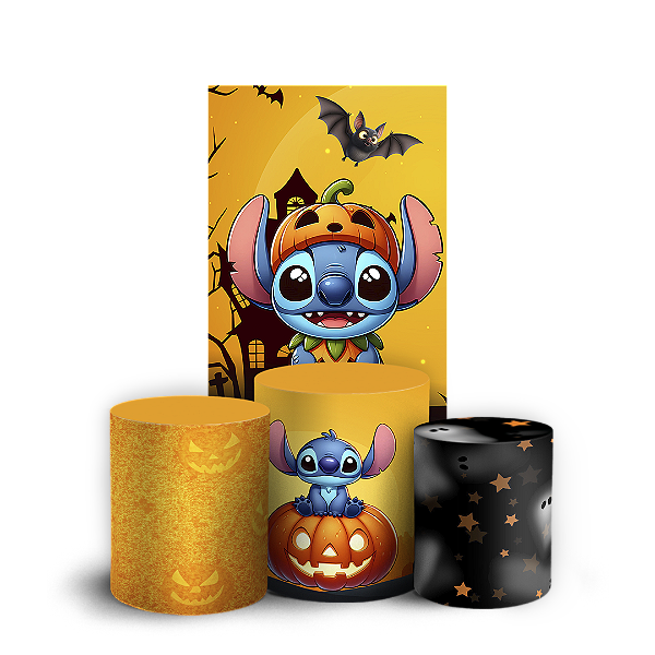 Capas Faixa Lateral e Trio Cilindro Sublimado Vest Facil - Stitch Halloween