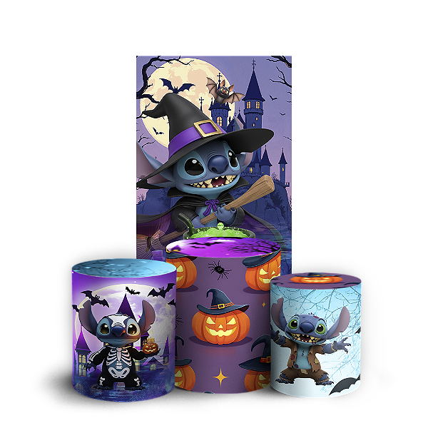 Capas Faixa Lateral e Trio Cilindro Sublimado Vest Facil - Stitch Halloween