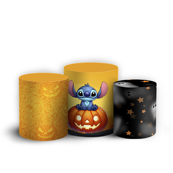 Capas Trio Cilindro Sublimado Vest Facil - Stitch Halloween