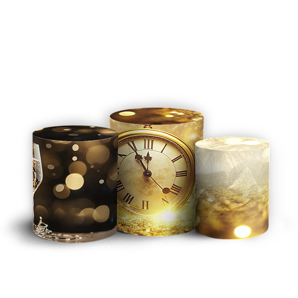 Capas Trio Cilindro Sublimado Vest Facil - Ano Novo