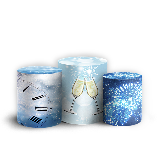 Capas Trio Cilindro Sublimado Vest Facil - Ano Novo