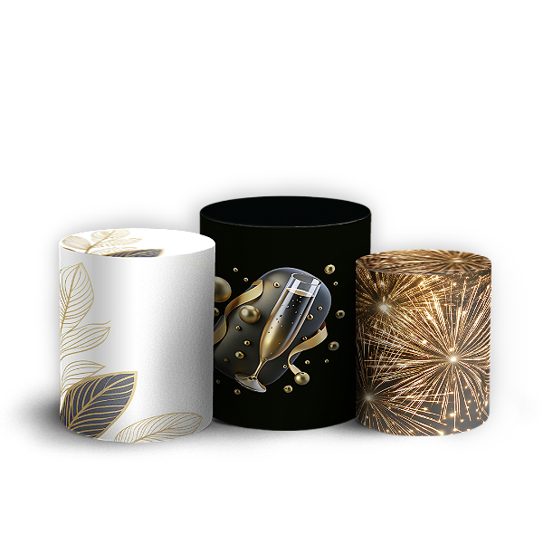 Capas Trio Cilindro Sublimado Vest Facil - Ano Novo