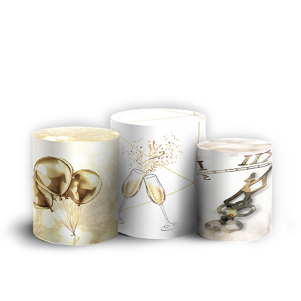 Capas Trio Cilindro Sublimado Vest Facil - Ano Novo