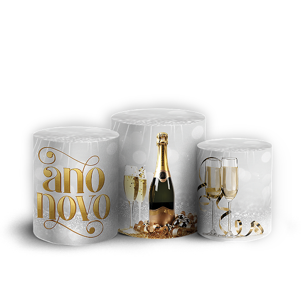 Capas Trio Cilindro Sublimado Vest Facil - Ano Novo
