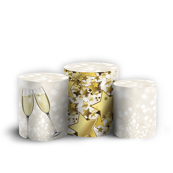 Capas Trio Cilindro Sublimado Vest Facil - Ano Novo