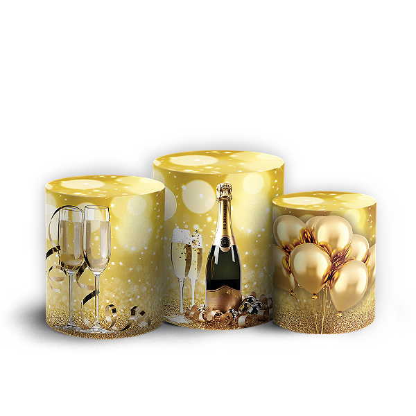 Capas Trio Cilindro Sublimado Vest Facil - Ano Novo