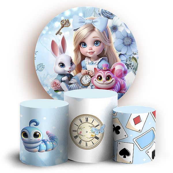 Capas Painel Redondo e Trio Cilindro Sublimado - Alice