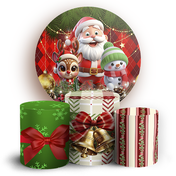 Capas Painel Redondo e Trio Cilindro Sublimado - Natal