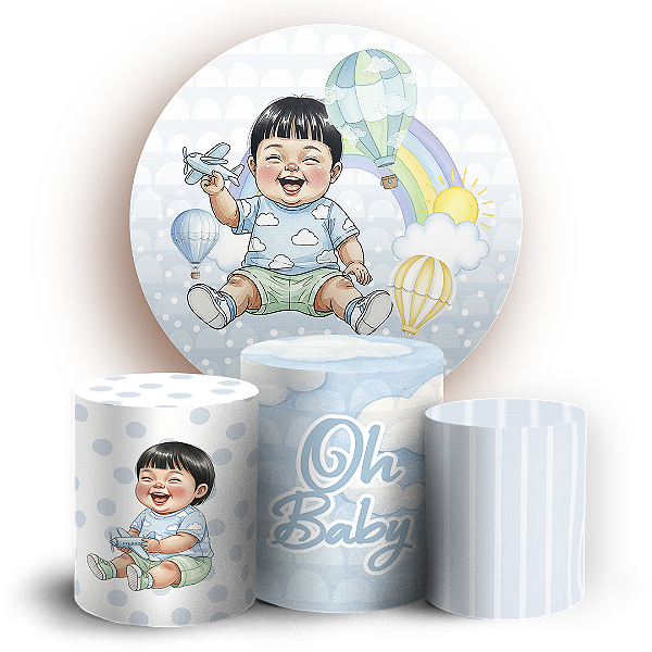 Capas Painel Redondo e Trio Cilindro Sublimado - Criança Baby