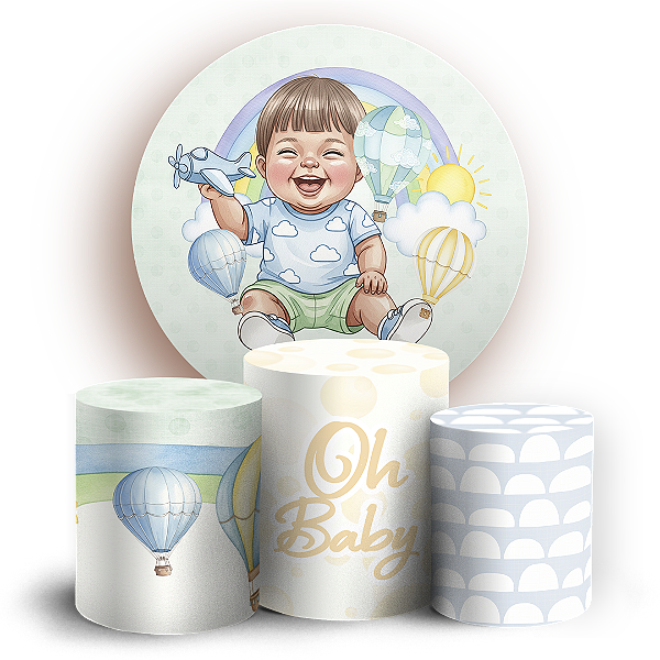 Capas Painel Redondo e Trio Cilindro Sublimado - Criança Baby