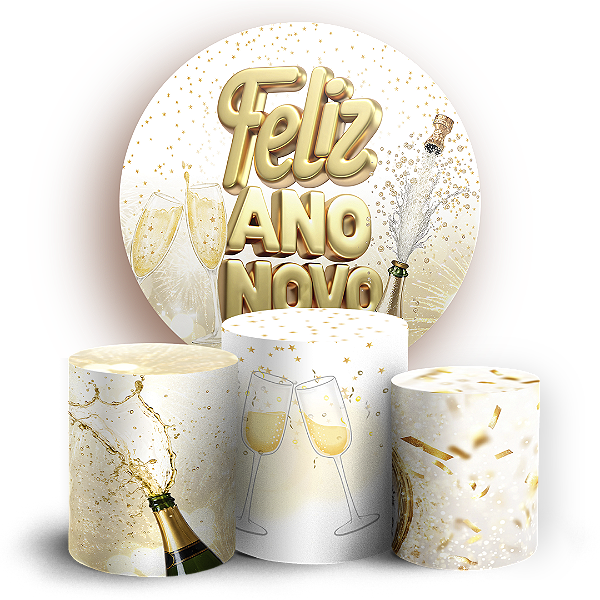 Capas Painel Redondo e Trio Cilindro Sublimado - Ano Novo