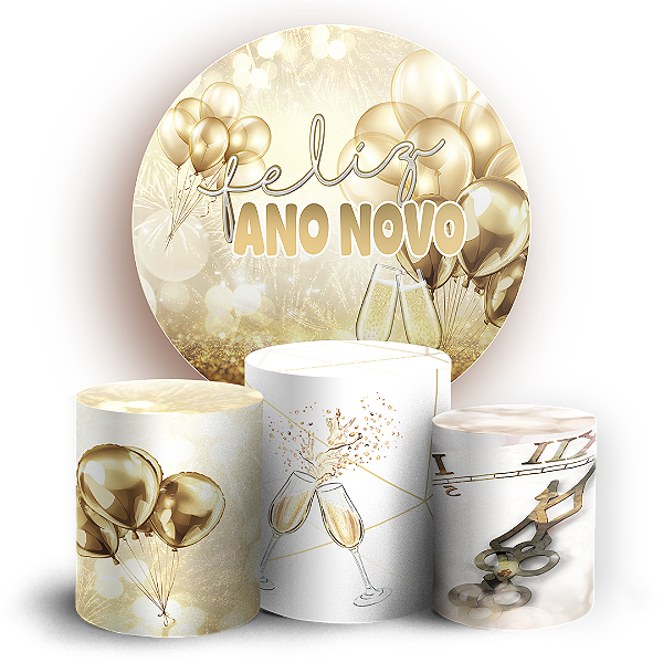 Capas Painel Redondo e Trio Cilindro Sublimado - Ano Novo