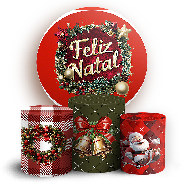 Capas Painel Redondo e Trio Cilindro Sublimado - Ano Novo