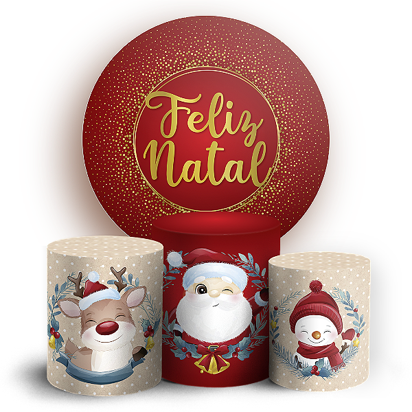 Capas Painel Redondo e Trio Cilindro Sublimado - Natal