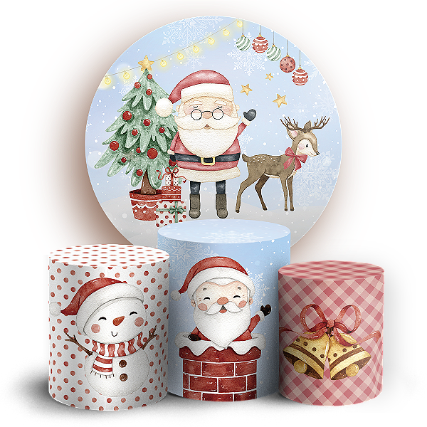 Capas Painel Redondo e Trio Cilindro Sublimado - Natal