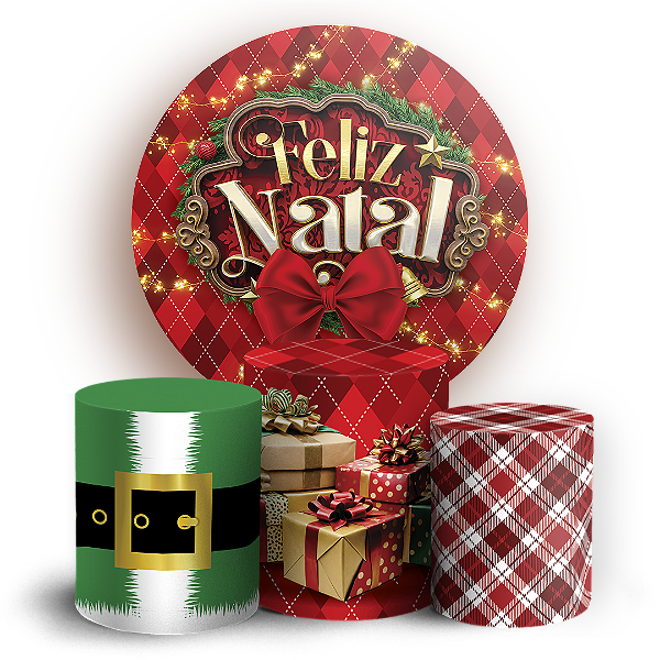 Capas Painel Redondo e Trio Cilindro Sublimado - Natal