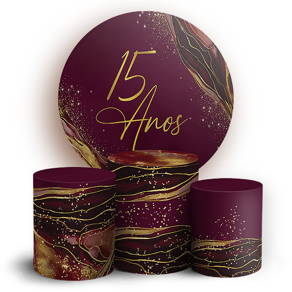 Capas Painel Redondo e Trio Cilindro Sublimado - 15 Anos