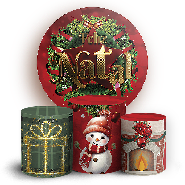 Capas Painel Redondo e Trio Cilindro Sublimado - Natal