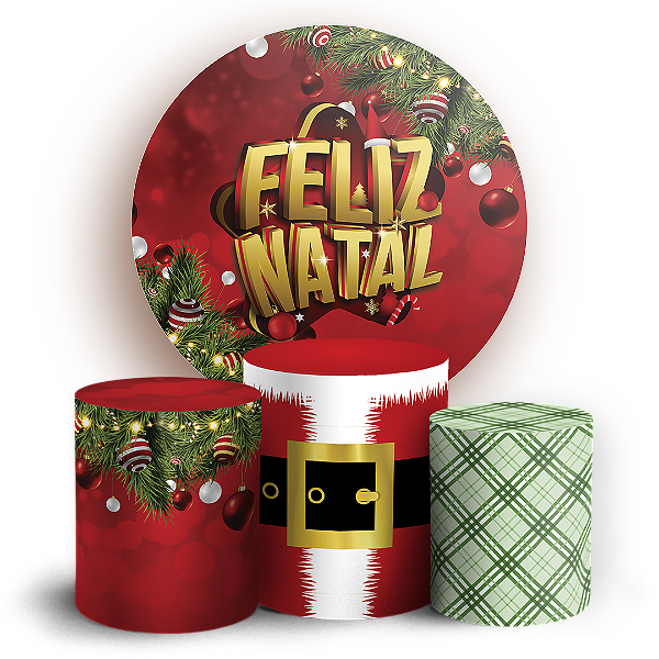 Capas Painel Redondo e Trio Cilindro Sublimado - Natal