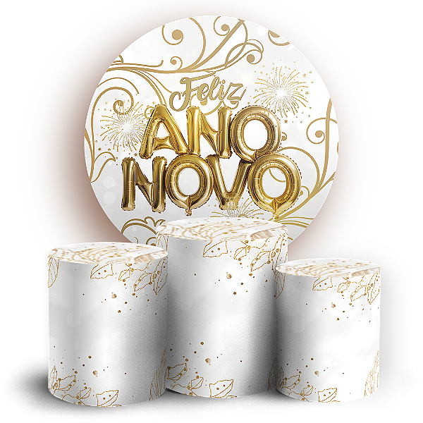 Capas Painel Redondo e Trio Cilindro Sublimado - Ano Novo