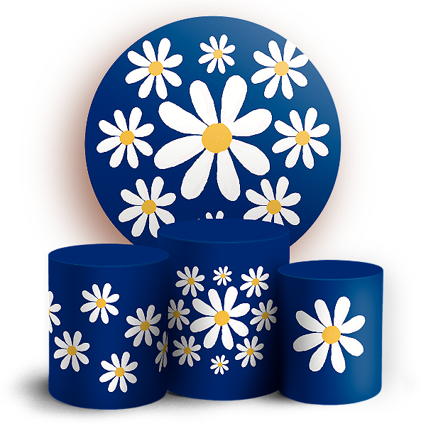 Capas Painel Redondo e Trio Cilindro Sublimado - Flor Margarida
