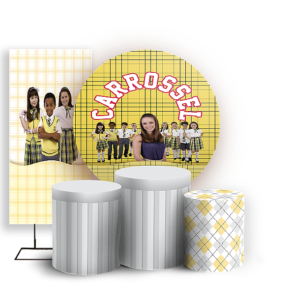 Capas Painel Redondo Trio Cilindro e Faixa Lateral Sublimado - Carrosel SBT
