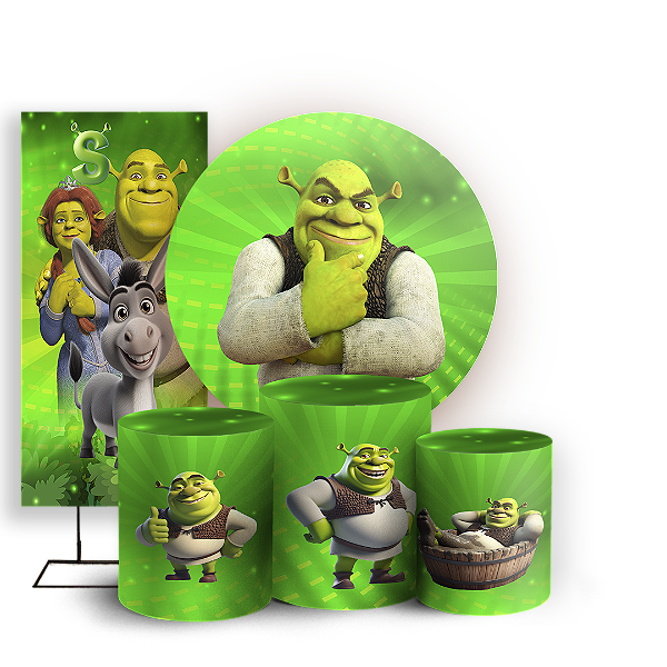 Capas Painel Redondo Trio Cilindro e Faixa Lateral Sublimado - Shrek