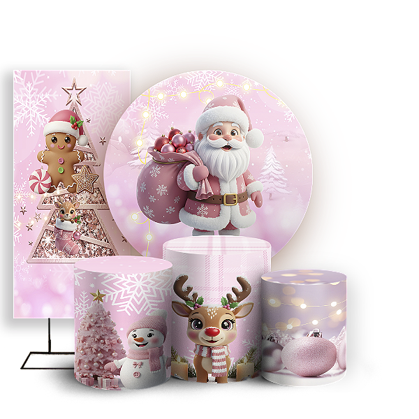 Capas Painel Redondo Trio Cilindro e Faixa Lateral Sublimado - Natal