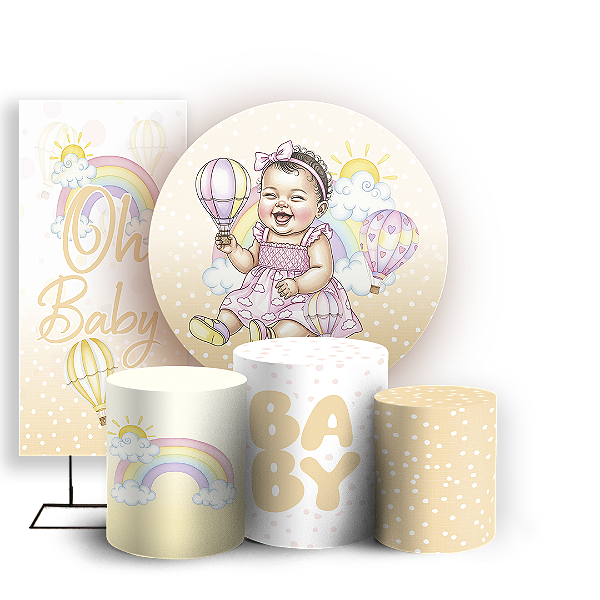 Capas Painel Redondo Trio Cilindro e Faixa Lateral Sublimado - Criança Baby