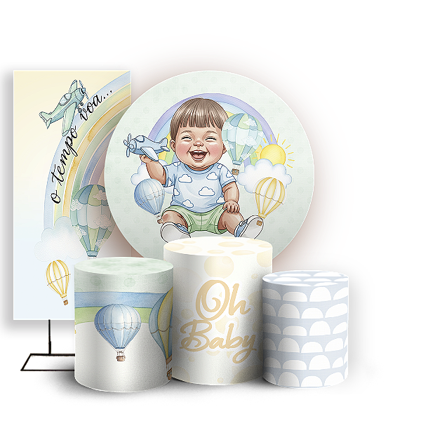Capas Painel Redondo Trio Cilindro e Faixa Lateral Sublimado - Criança Baby