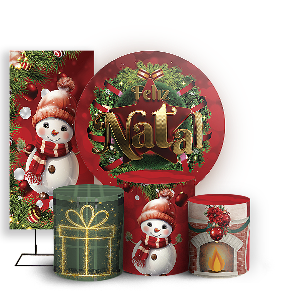 Capas Painel Redondo Trio Cilindro e Faixa Lateral Sublimado - Natal