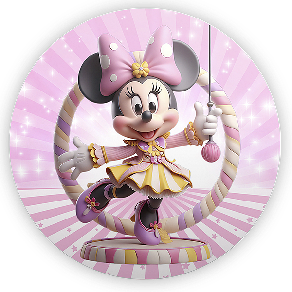 Capa Painel Redondo Sublimado - Mickey E Minnie Circo